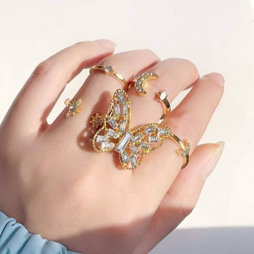 Butterfly Finger Ring for Women Fashion Rings 5 PCS